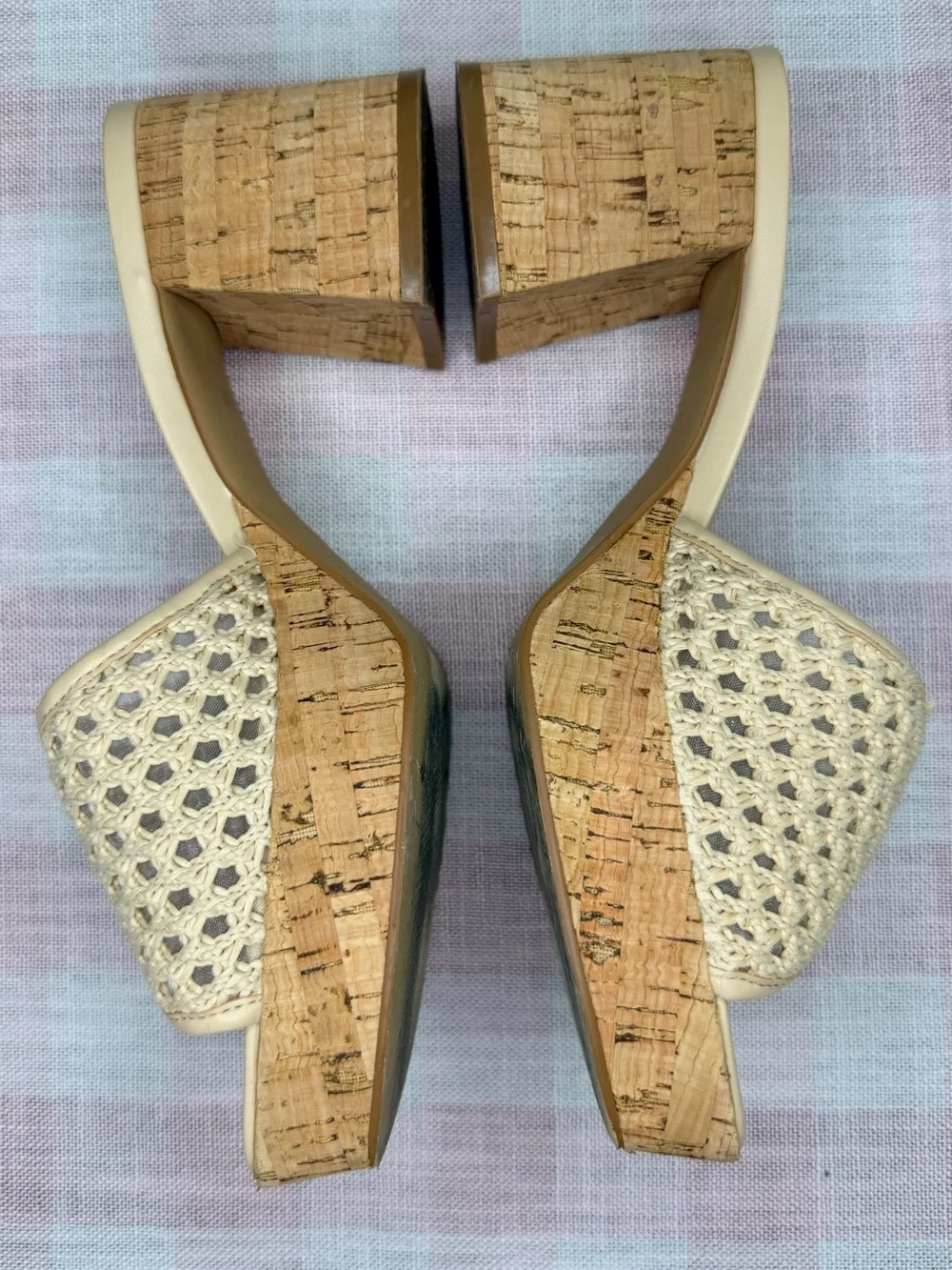 Steve Madden Corah Latticed Cork Platform Slide Sandals Natural Size 8.5